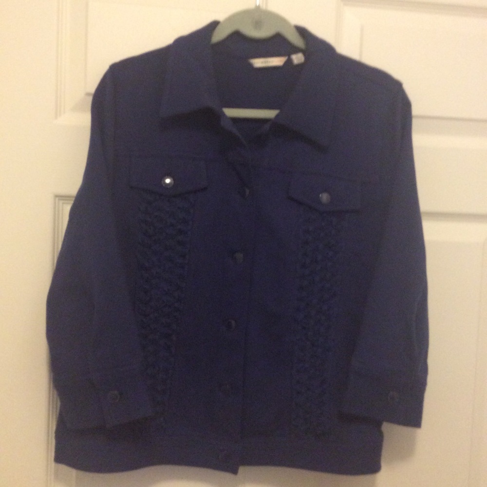Royal blue jacket worn l time.